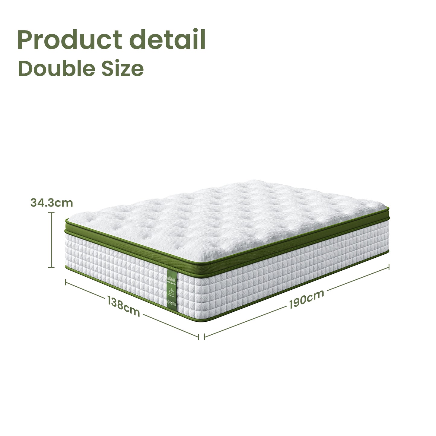 Artiss BedStory Double Bed Frame Mattress Set Platform Upholstered Hybrid Pocket Coil