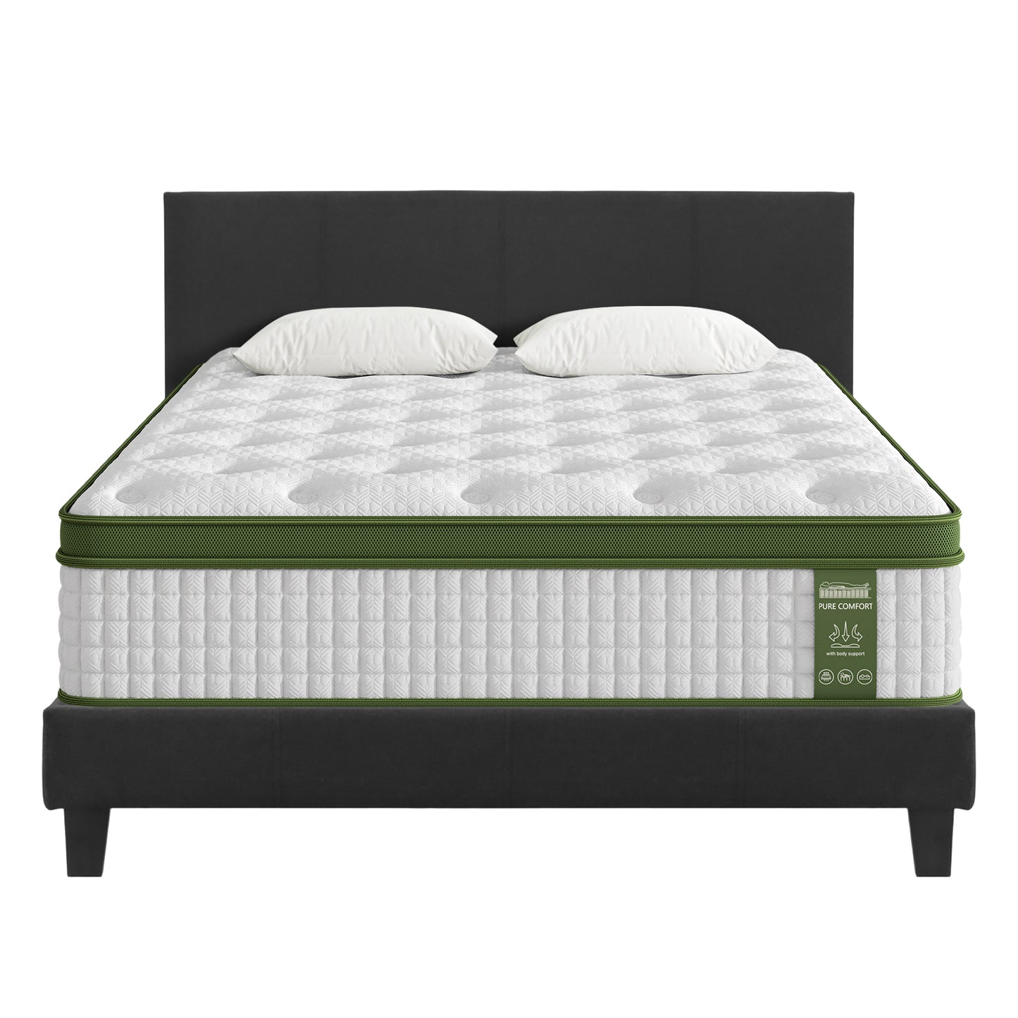 Artiss BedStory Double Bed Frame Mattress Set Platform Upholstered Hybrid Pocket Coil