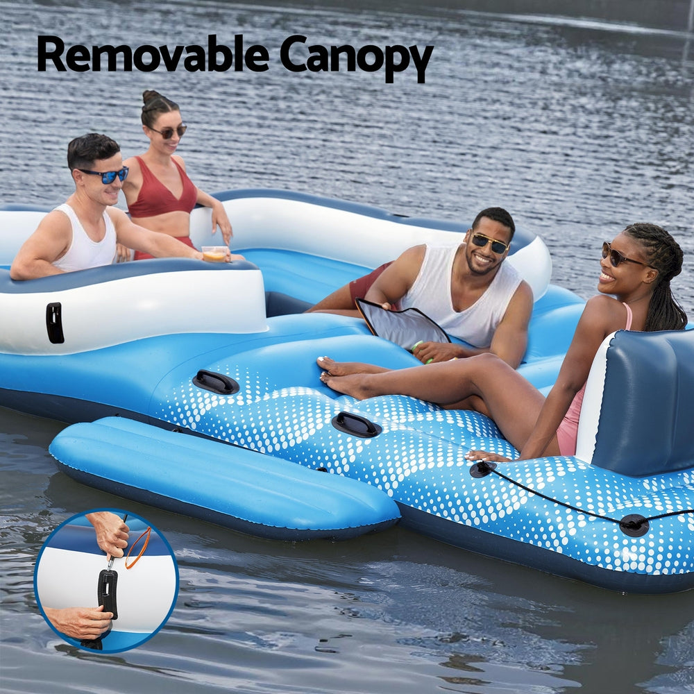 Bestway Pool Float Island Inflatable Lounge 6-person Raft Seat Canopy