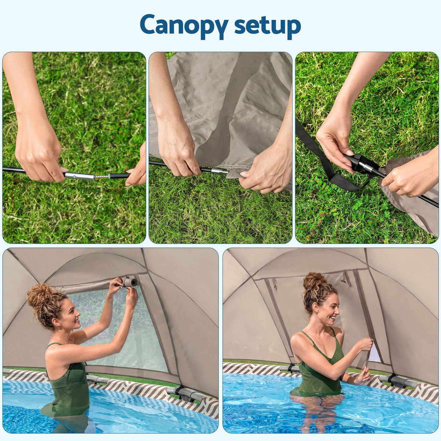 Bestway Swimming Pools 396cm x 107cm Steel Above Ground Canopy Backyard Pool Set White