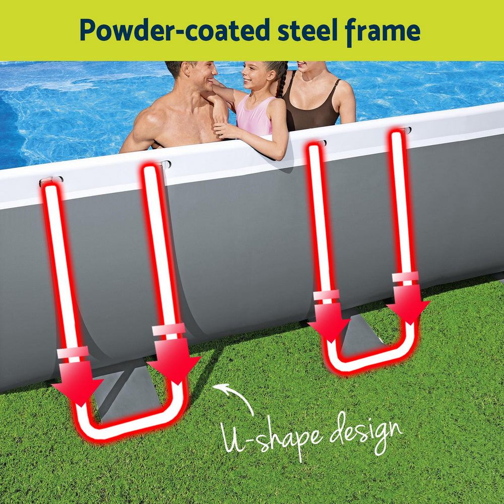 Bestway Swimming Pool Steel Frame Pool Set w/ Filter Pump Ladder Cover 488x244cm