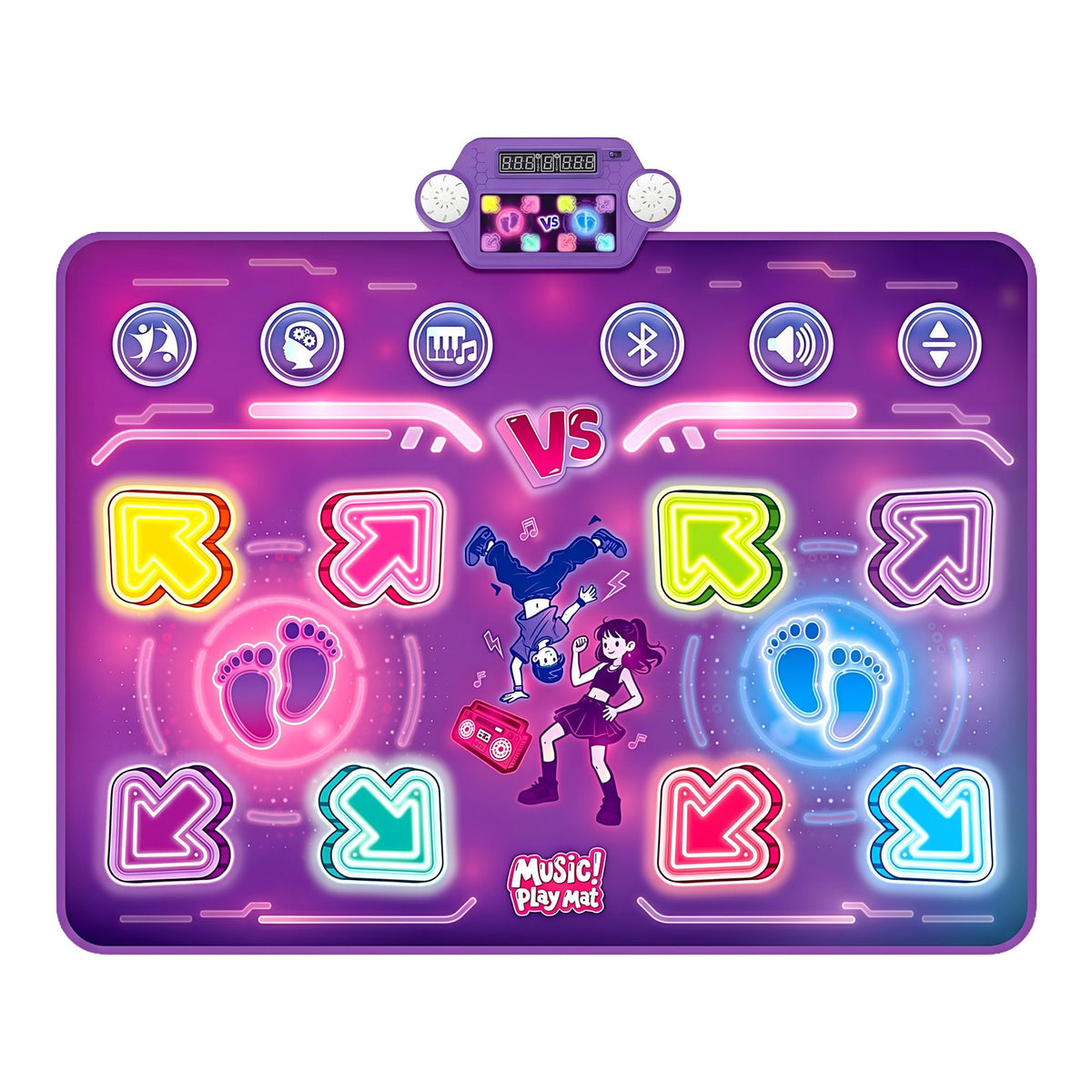 Keezi Double Player Dance Mat for Kid Rechargeable Electronic Dance Game Pad with Bluetooth, 4 Modes