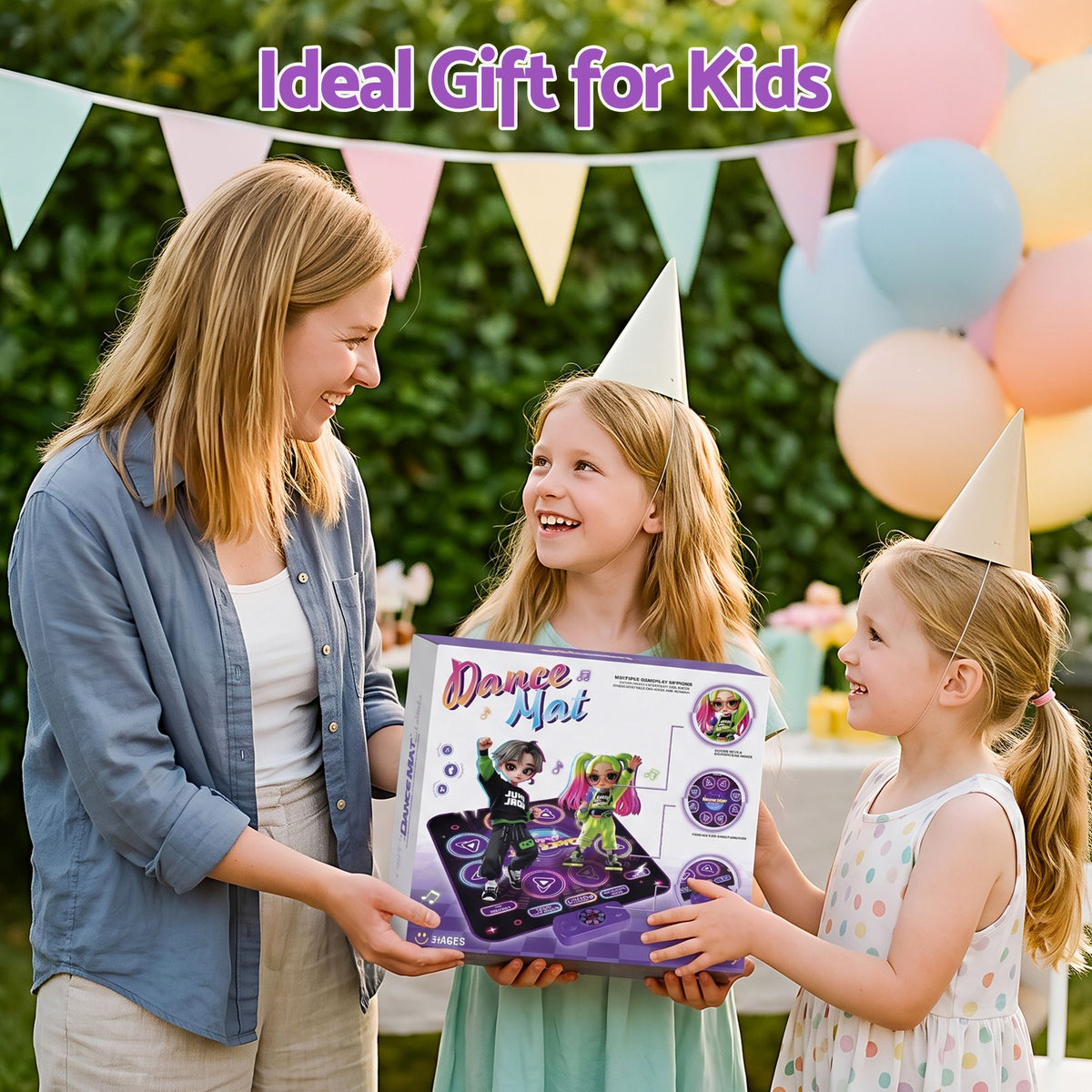 Keezi Dance Mat Toy for Kids Age 3-12 Electronic Dance Pad with Bluetooth 4 Game Modes Purple
