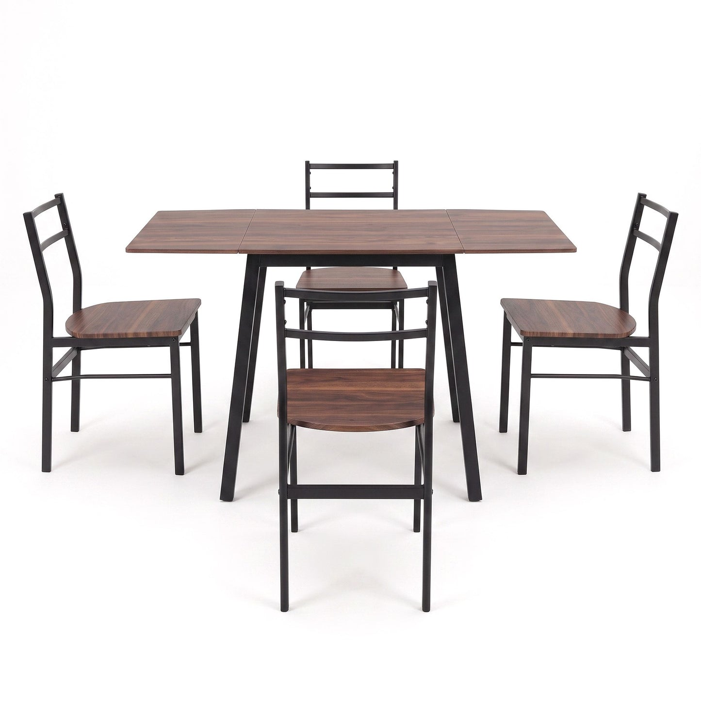 Artiss Dining Table and Chairs Set 5pcs with Extendable 60-120cm Drop-Leaf Table Brown