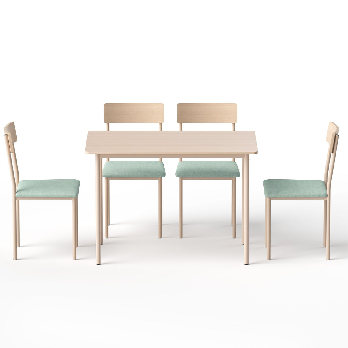 Artiss Dining Table and Chairs Set of 5 Compact Kitchen Furniture Natural Light Green
