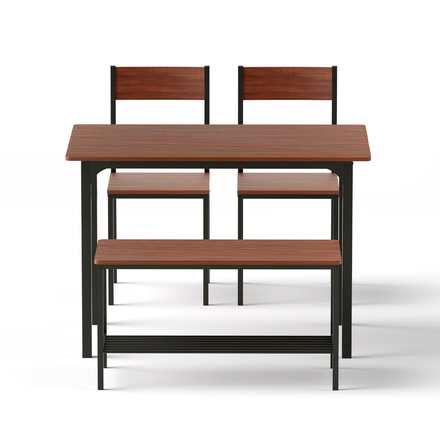 Artiss Dining Table and Chairs Set of 4 Storage Bench Kitchen Furniture Walnut