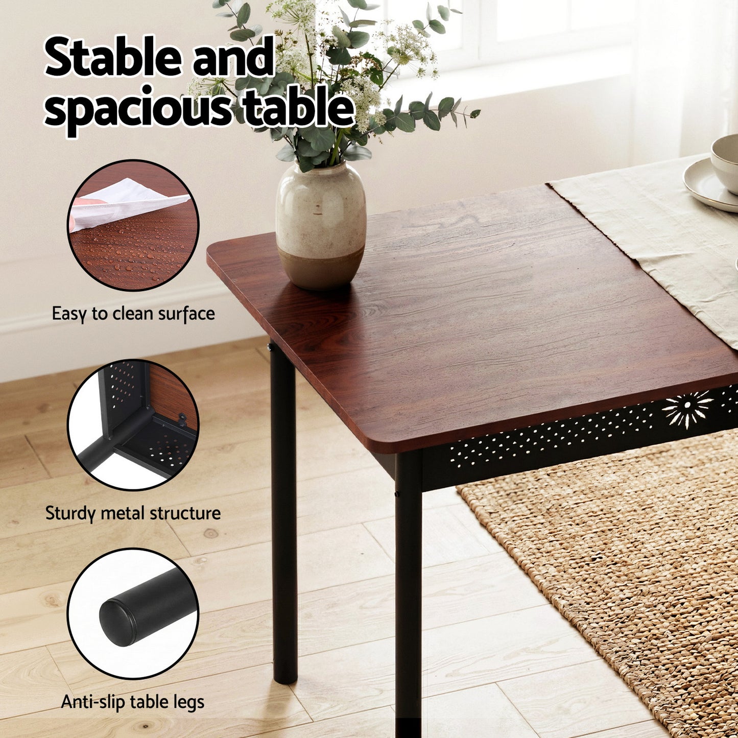 Artiss Dining Table and Chairs Set of 5 Compact Kitchen Furniture Upholstered