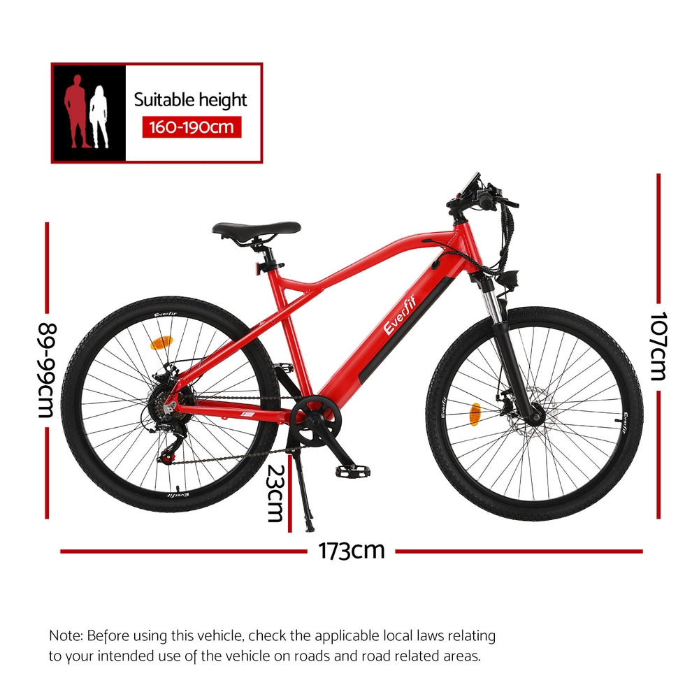 Everfit 26 Inch Electric Bike Mountain Bicycle eBike Built-in Battery 250W