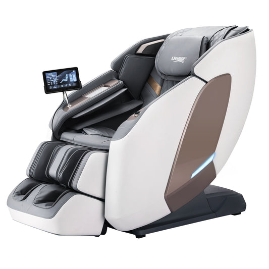 Livemor Prestige 4D Dual Mechanism Massage Chair, Full Body Zero Gravity Recliner with Extended SL Track, Body Scan, Air Compression, Waist Heating, Foot Rollers, Voice Control & Wireless Charging