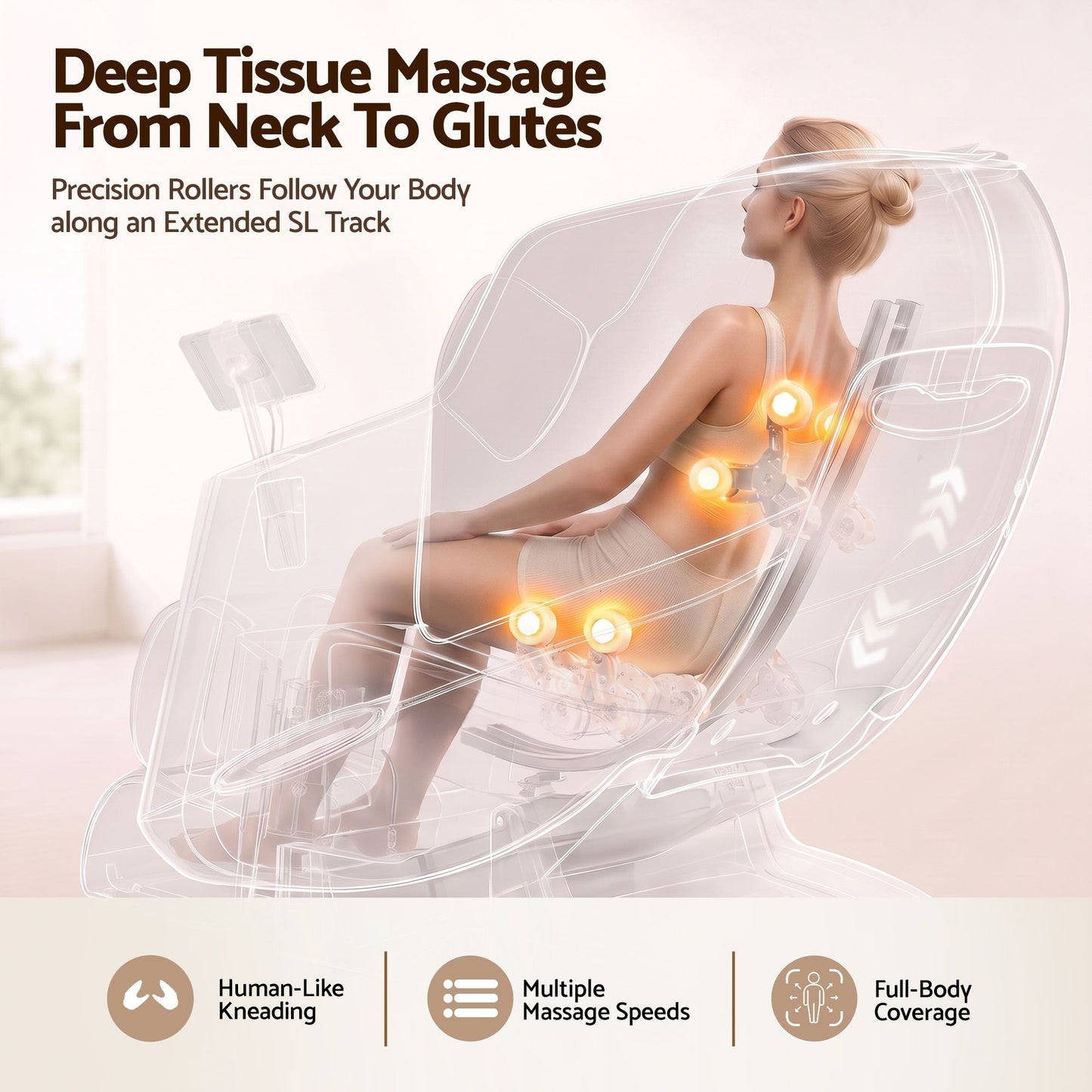 Livemor Elite 4D Massage Chair Recliner, SL Track Zero Gravity & Heat Auto Body Scan, 12 Auto Programs, 3 Zero-G Positions, Foot Rollers, Airbag Compression, Bluetooth Speaker, Wireless Charging