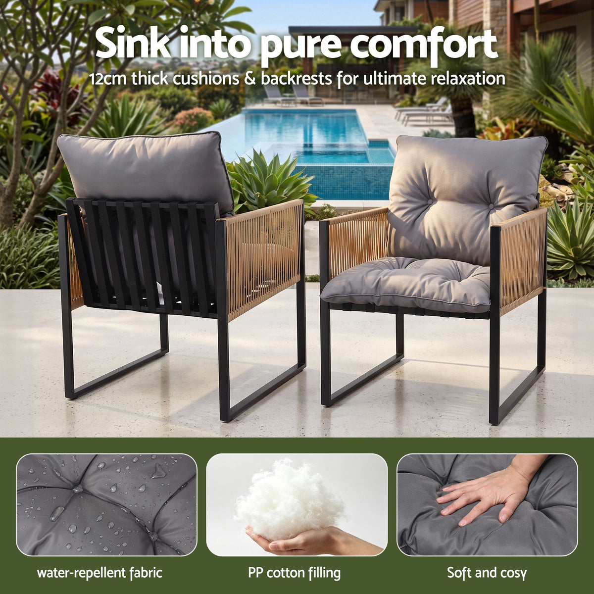 Gardeon 5PC Outdoor Dining Set 120CM Table and Chairs Patio Furniture Garden Cushion
