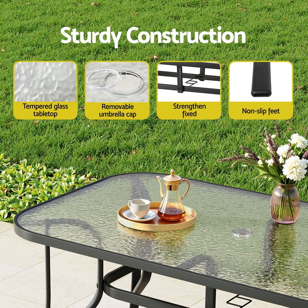 Gardeon 5PC Outdoor Dining Set 140CM Table and Chairs Patio Furniture Garden Cushion