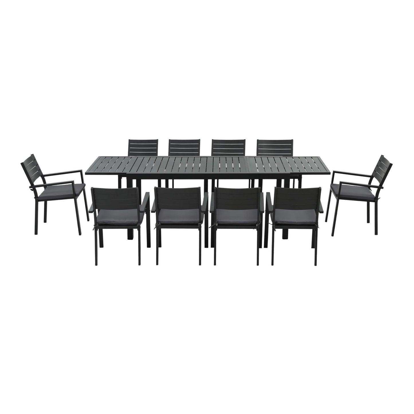 Gardeon Outdoor Dining Set 11PCS Aluminum Extendable Table and Chairs Patio Furniture Black