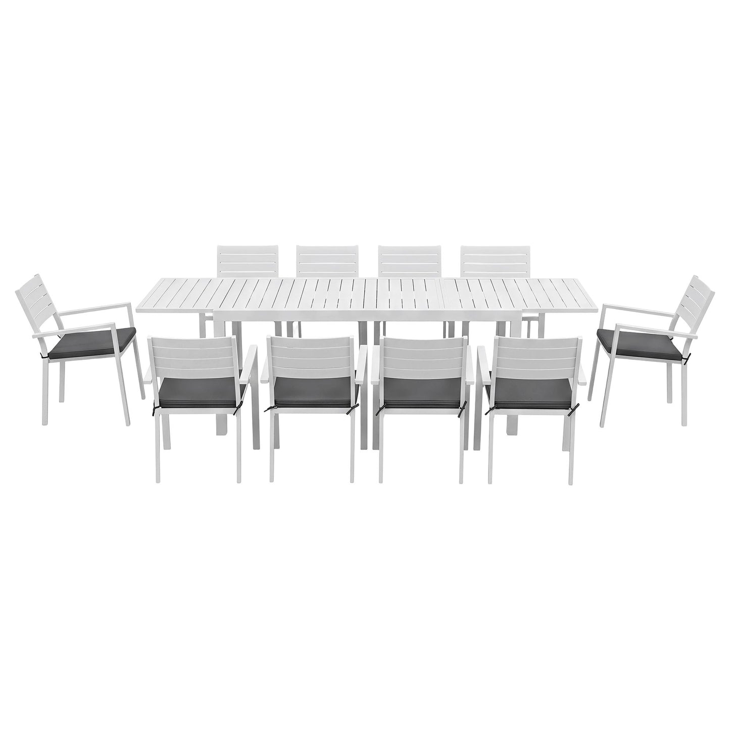 Gardeon Outdoor Dining Set 11PCS Aluminum Extendable Table and Chairs Patio Furniture White
