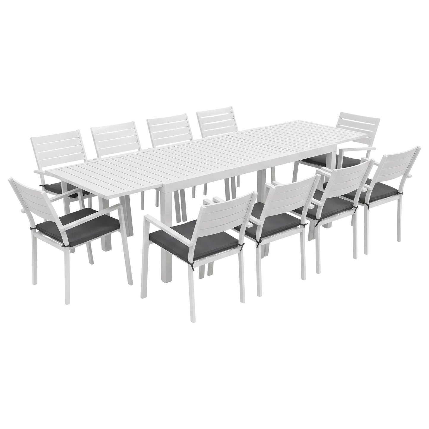 Gardeon Outdoor Dining Set 11PCS Aluminum Extendable Table and Chairs Patio Furniture White