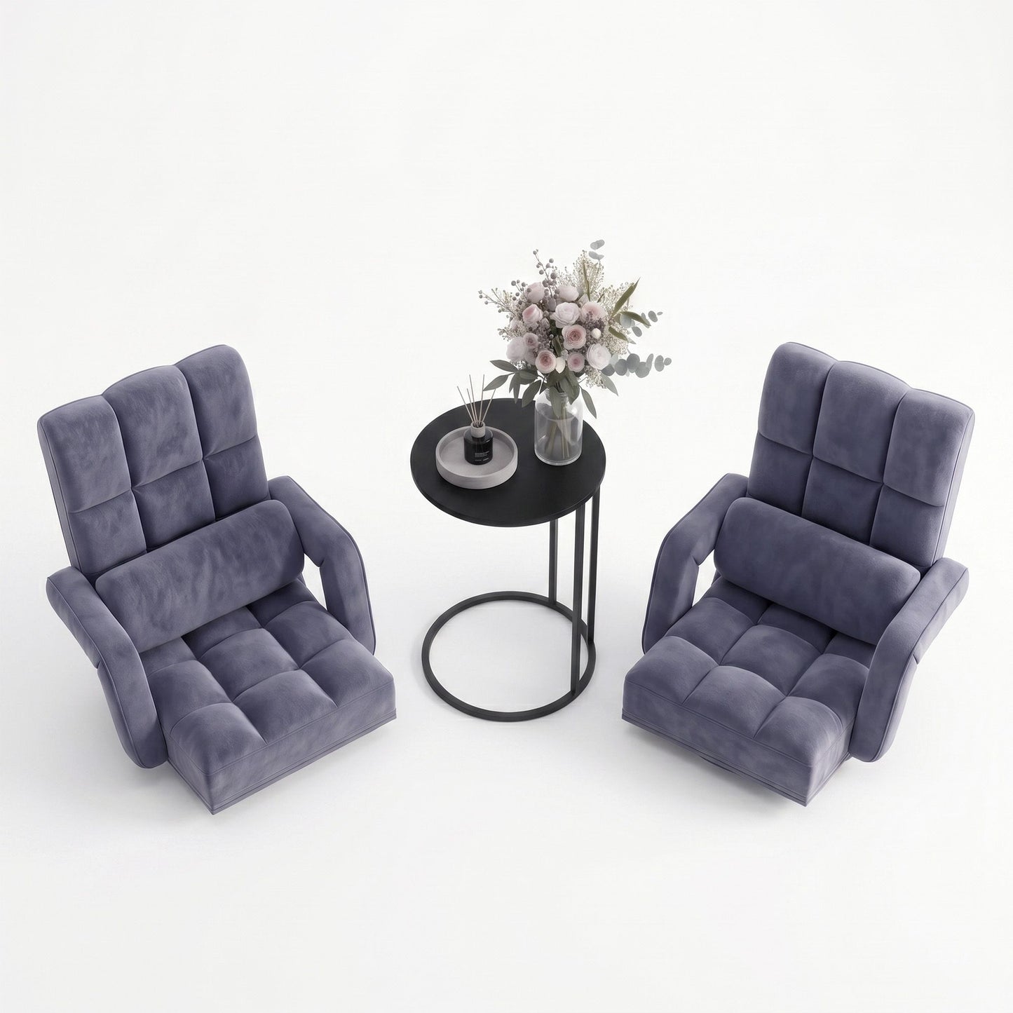 Artiss Floor Sofa Chair & Coffee Table Set, Swivel Lounge Recliner Side Tables