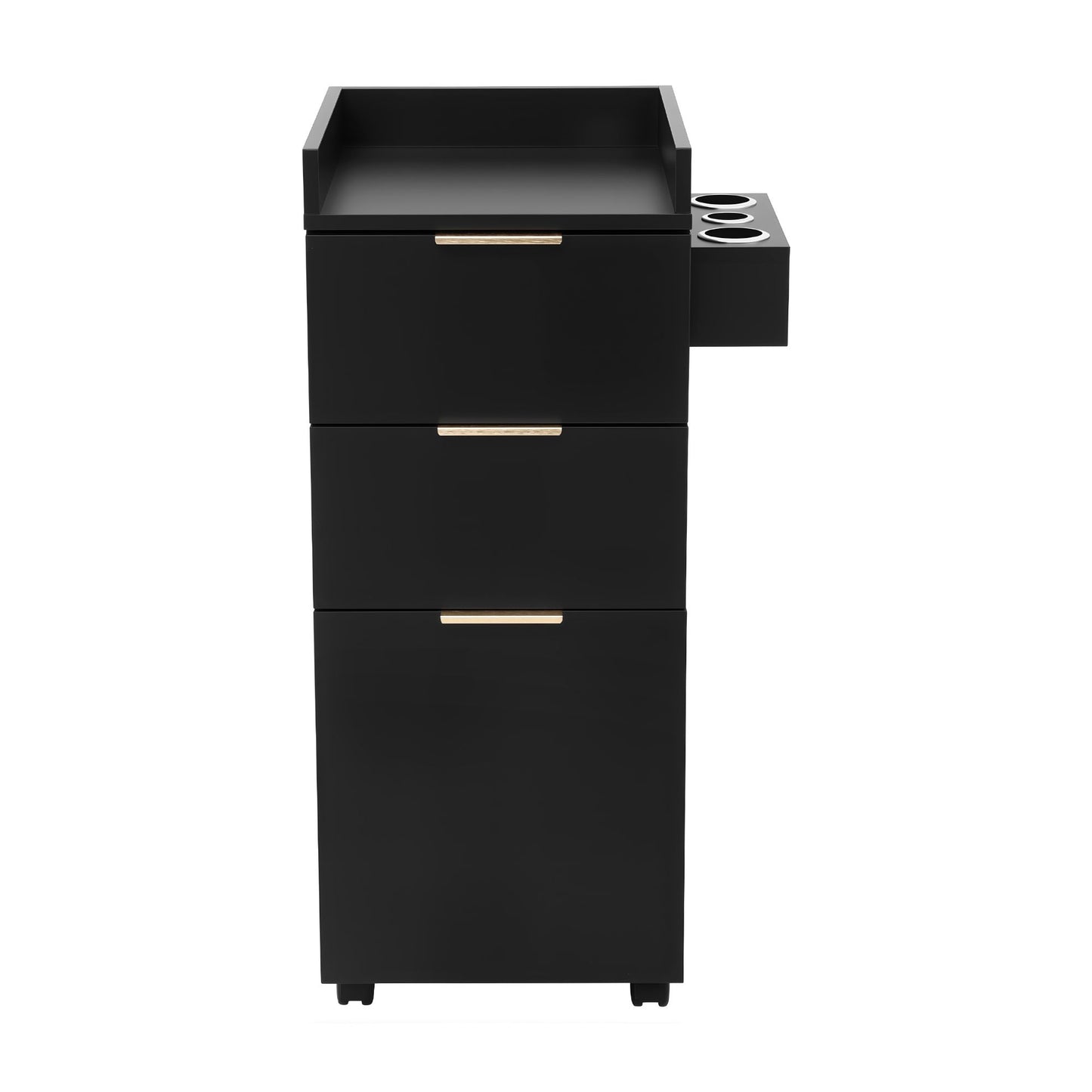 Artiss Professional Salon Station Rolling Cart, Hair Styling Beauty Cabinet with 2 Drawers, Large Supply Cabinet & 3 Appliance Holders, Wood Barber Spa Trolley with 360° Wheels for Skincare & Vanity, Black