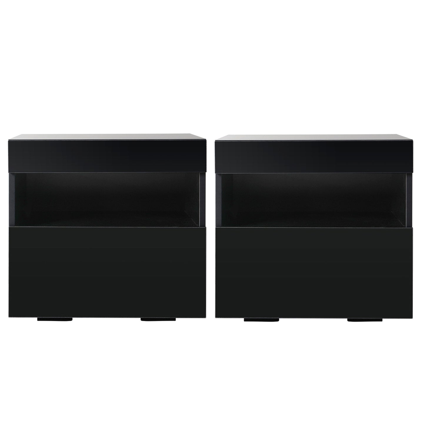 Artiss 2x Bedside Table LED - HERES Black