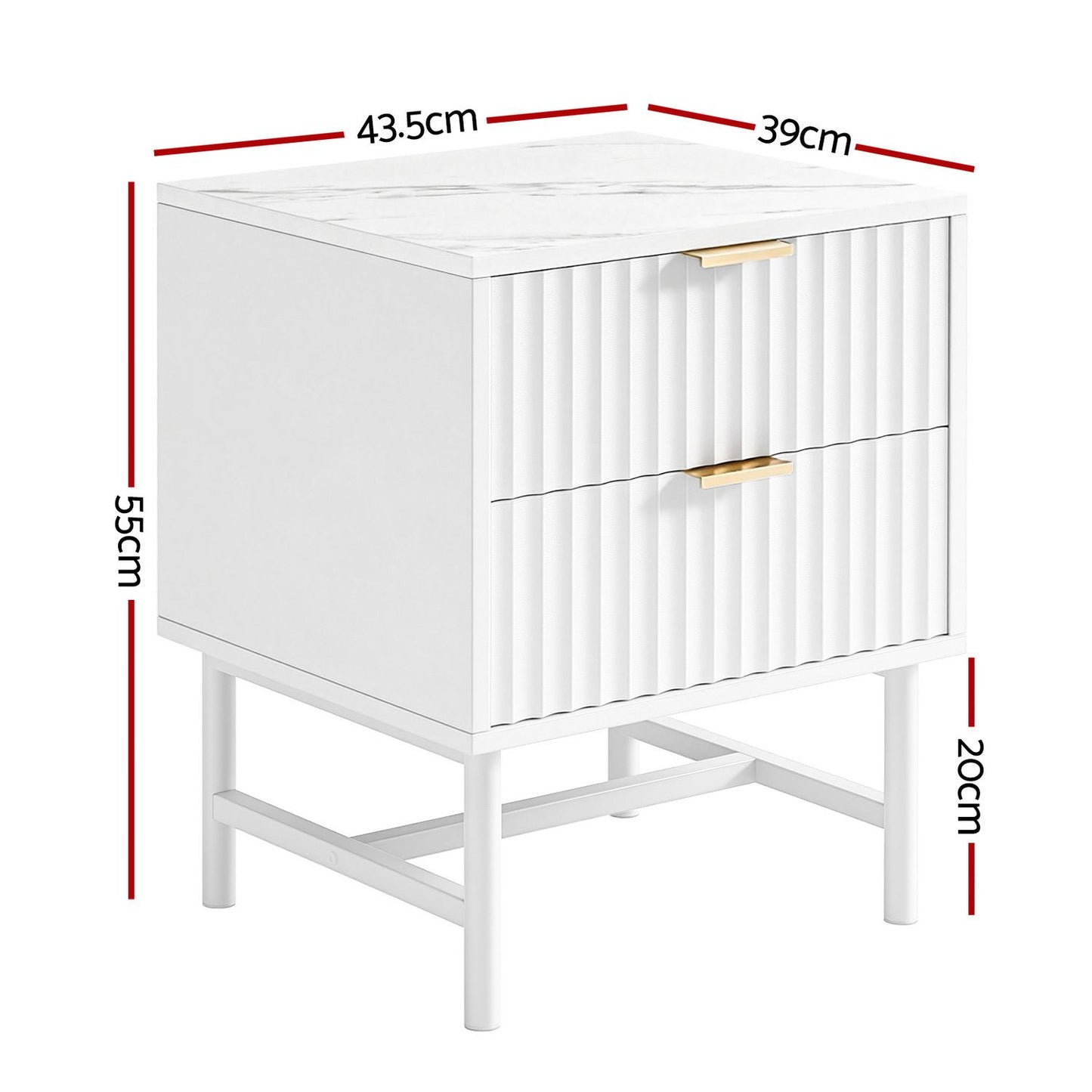 Artiss 2X Bedside Table White Nightstand 2 Drawers