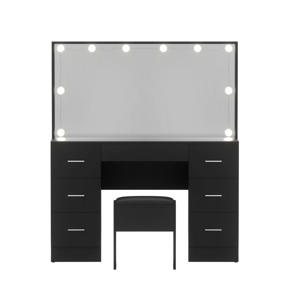 Artiss Dressing Table Vanity Desk Set Stool 10 Led Bulbs Black
