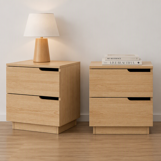 Artiss 2X Nachttisch 2 Schubladen Kiefer