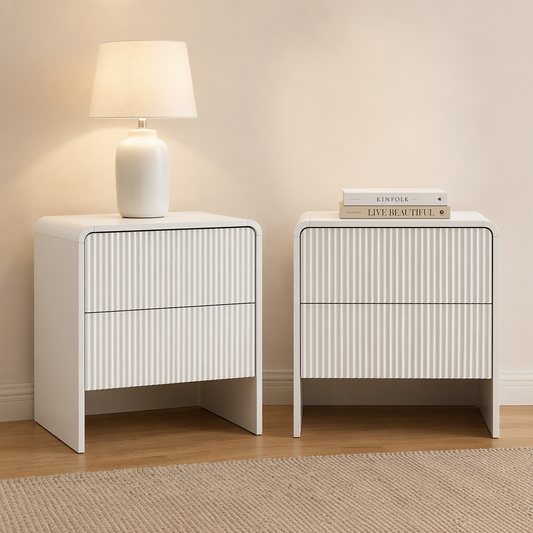 Artiss 2x Nachttisch mit 2 Schubladen – Beige