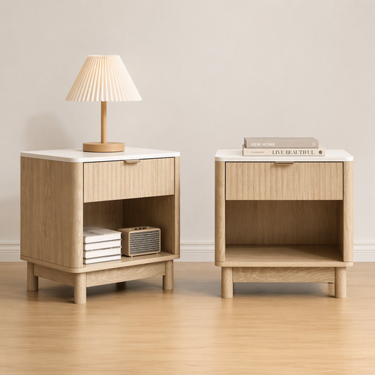 Artiss 2X Nachttisch Nachtschrank 1 Schublade Regale Kiefer
