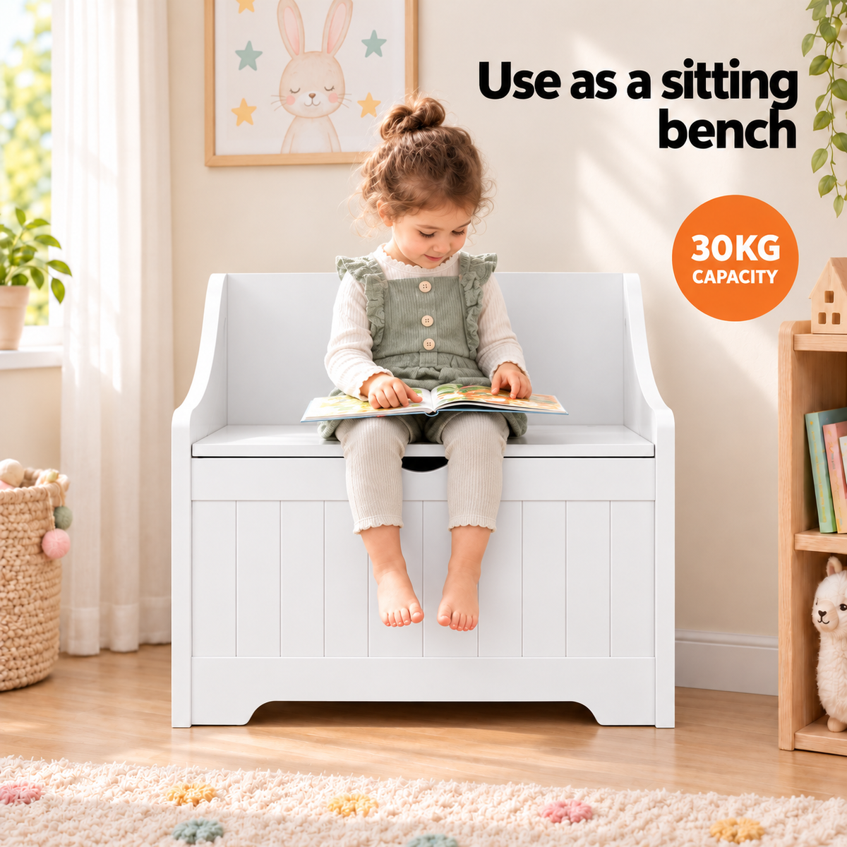 Keezi Kids Toy Box Chest Children Storage Clothes Toys Organiser Square