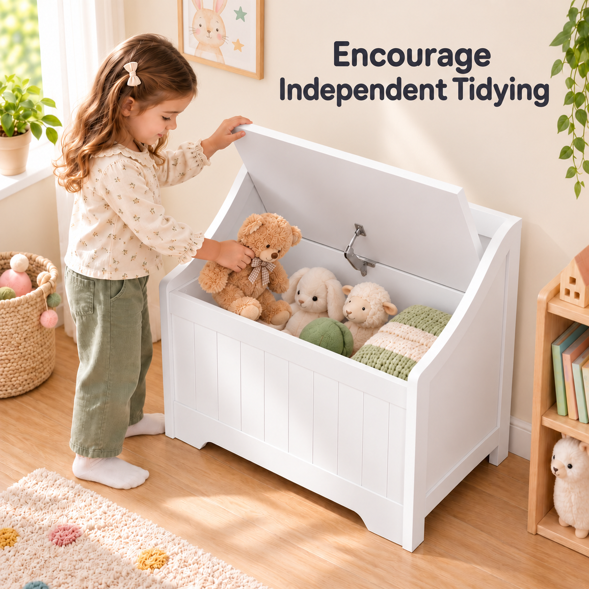 Keezi Kids Toy Box Chest Children Storage Clothes Toys Organiser Square