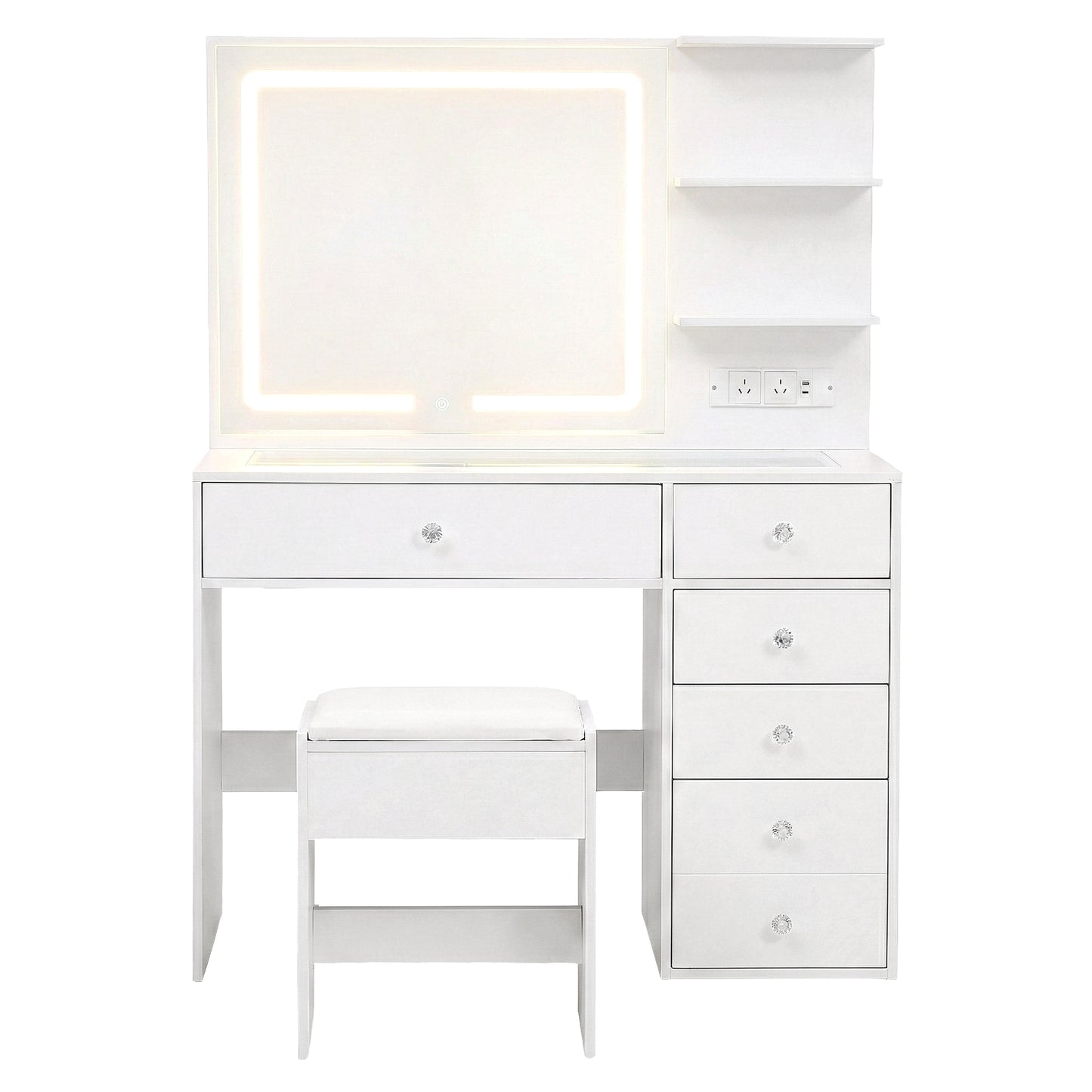 Artiss Dressing Table LED Vanity Desk Set Stool White