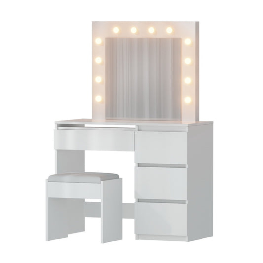 Artiss Dressing Table Set Stool 12 Led Bulbs White
