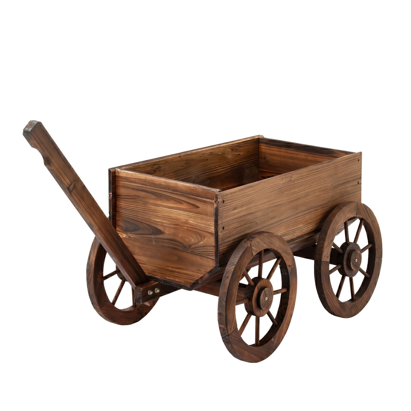 Gardeon Wooden Planter Cart Garden Decor Plant Stand Fir Wood Flower Wagon Wheels XL