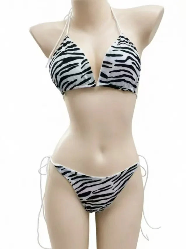 Women's Solid Bikini, Adjustable Tie Side Sexy Split Swimsuit, New Summer European American Beach Wear