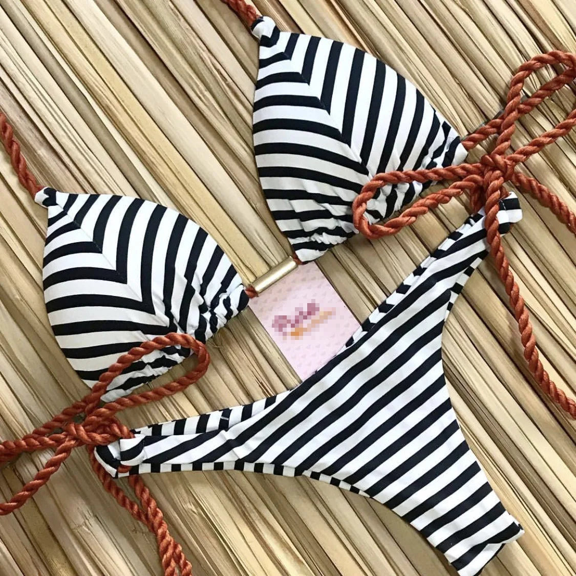 brazilian lace up push up bikini set micro swimwear designer tassels swimsuit beachwear outfit bathing suit women
