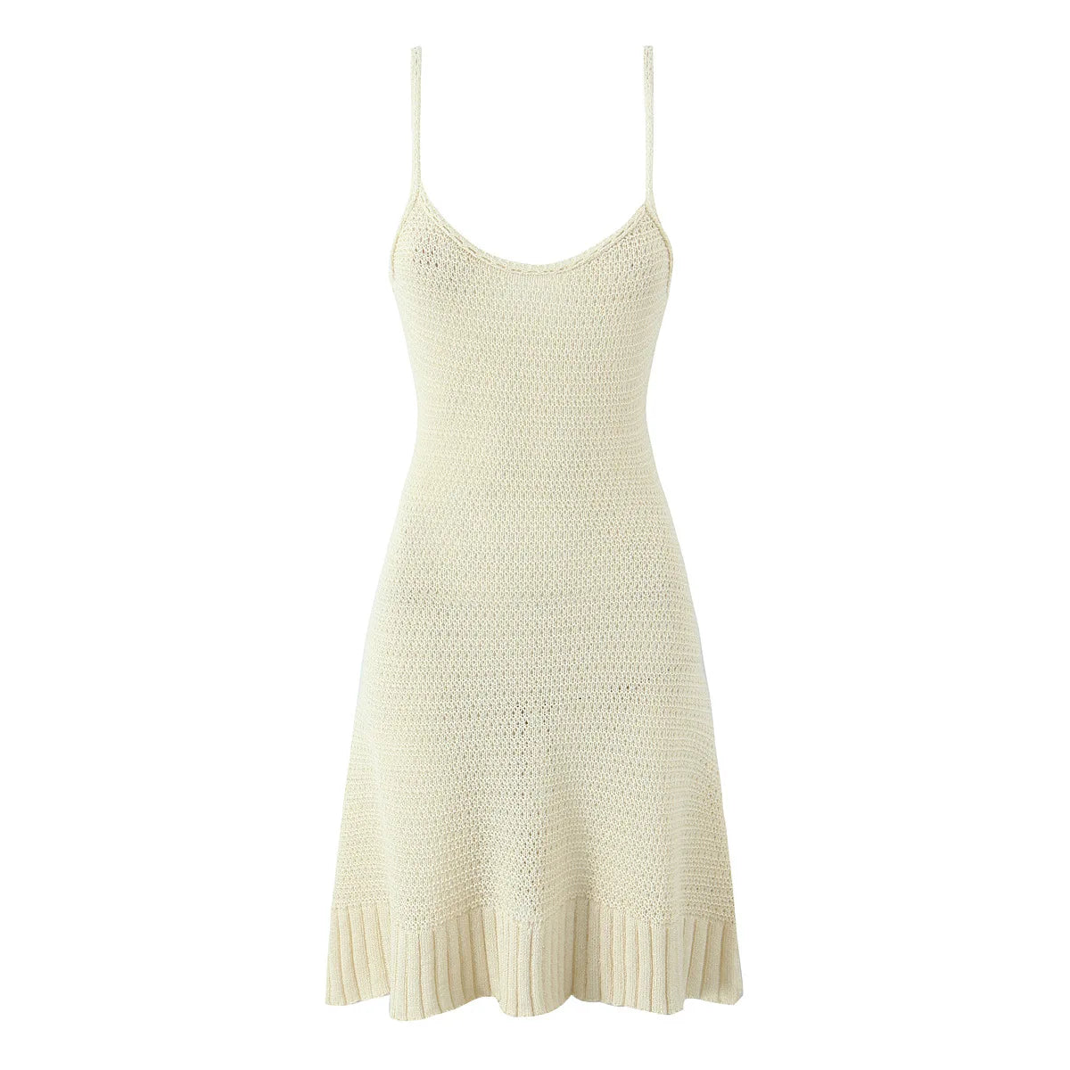 2025 Women Comfy Swimsuit Cover up Seaside Holiday Club Dresses Sexy Crochet Halter V Neck Chic Ruffle Knit Beach Mini Dress