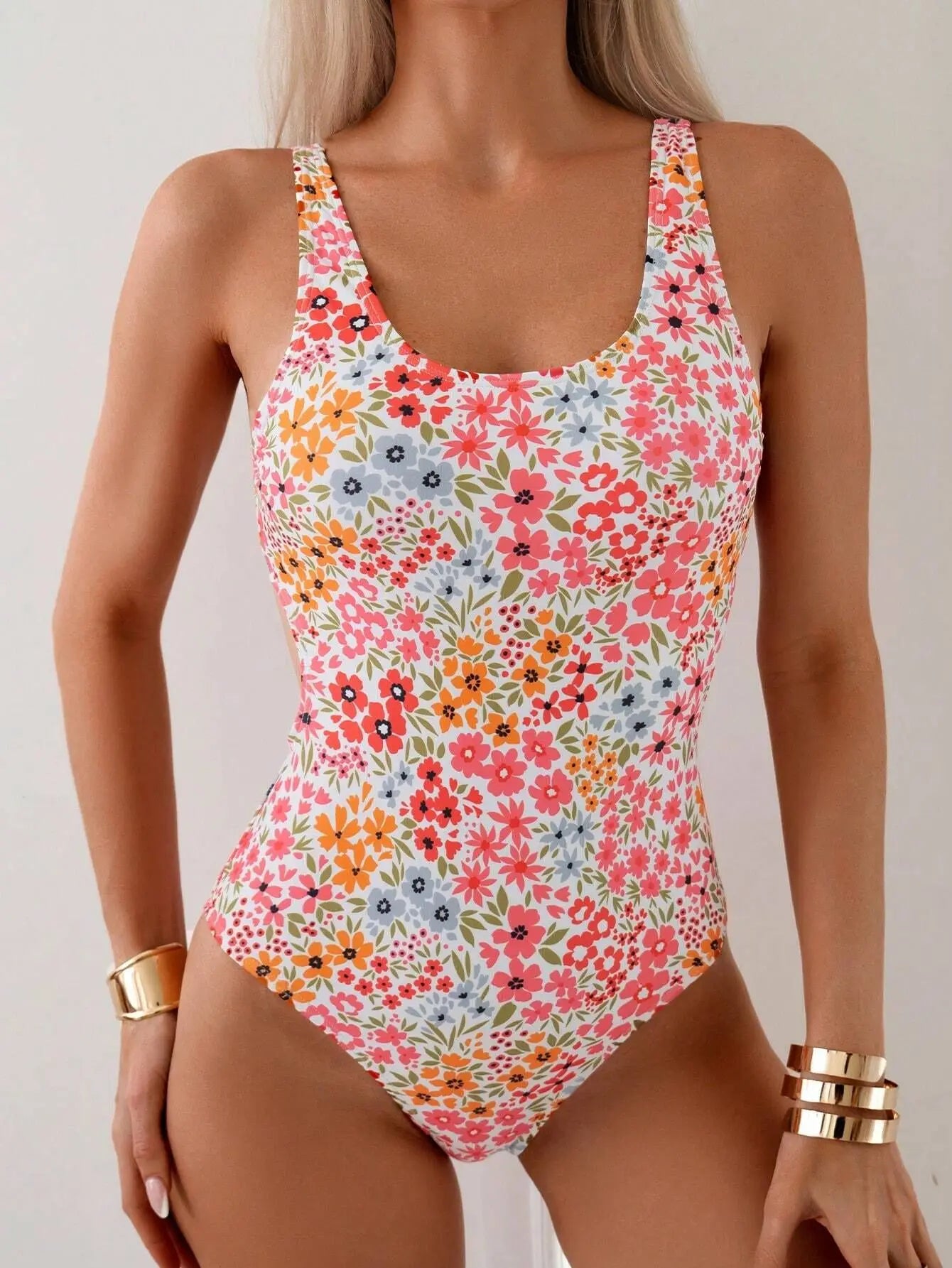 New Style Women's Solid Color Bikini Swimsuit with Sexy 3D Pattern Beach Skirt