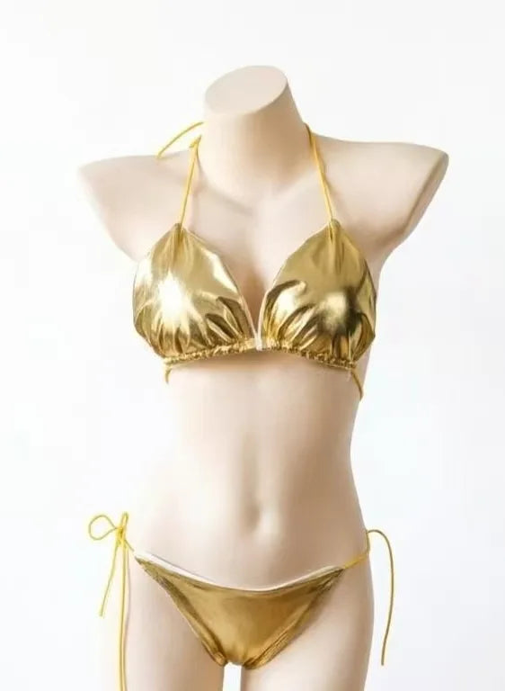 Women's Solid Bikini, Adjustable Tie Side Sexy Split Swimsuit, New Summer European American Beach Wear