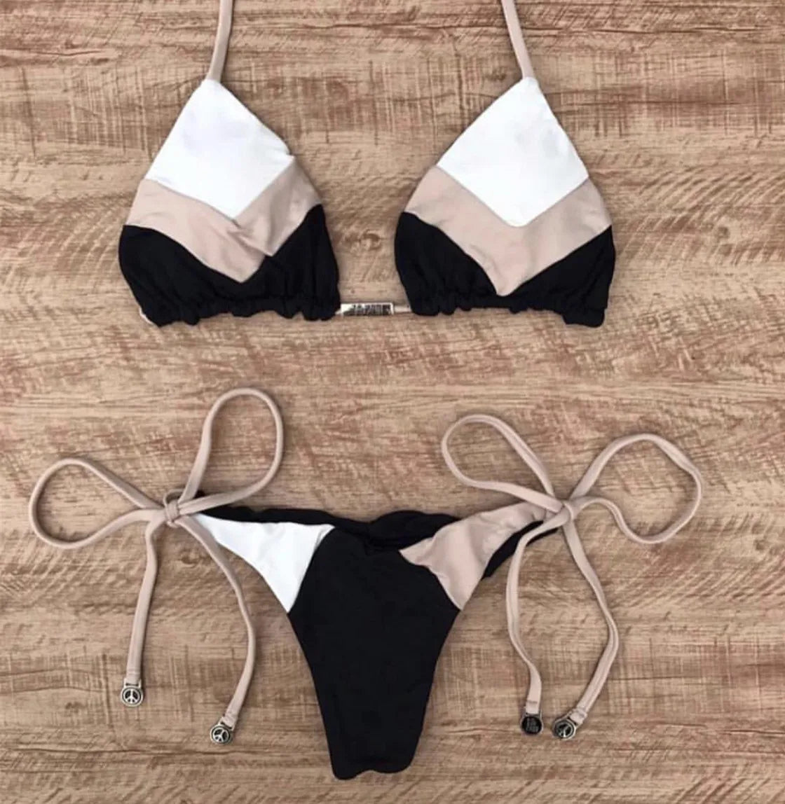 brazilian lace up push up bikini set micro swimwear designer tassels swimsuit beachwear outfit bathing suit women