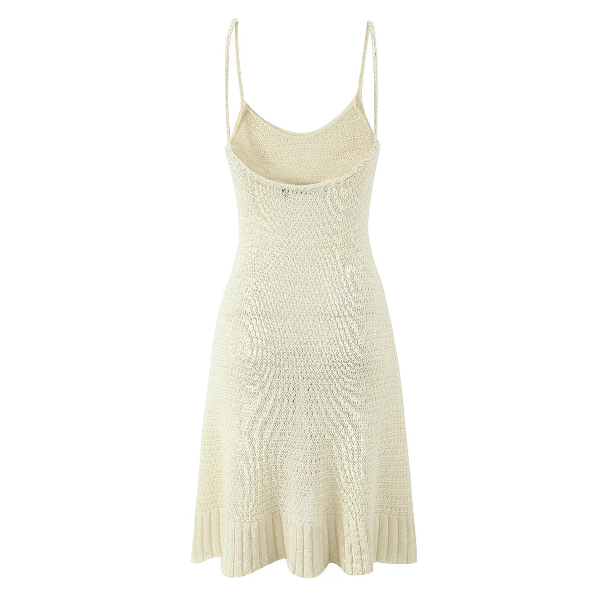 2025 Women Comfy Swimsuit Cover up Seaside Holiday Club Dresses Sexy Crochet Halter V Neck Chic Ruffle Knit Beach Mini Dress