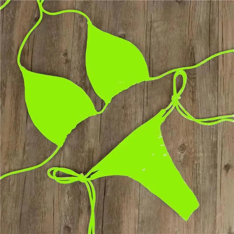 Women's Solid Bikini, Adjustable Tie Side Sexy Split Swimsuit, New Summer European American Beach Wear