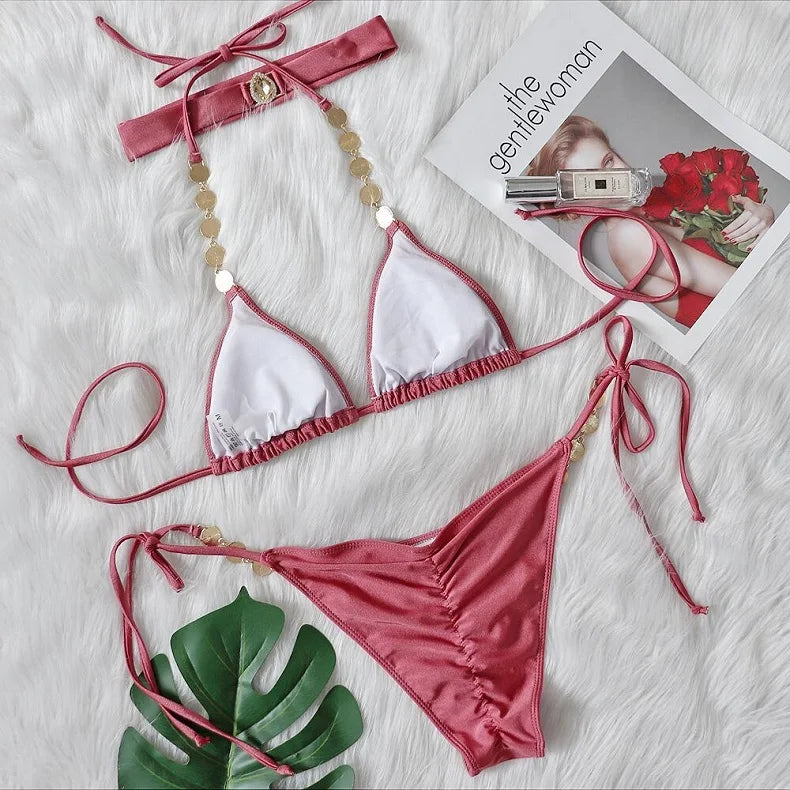 Solid colour Summer Bikini Set