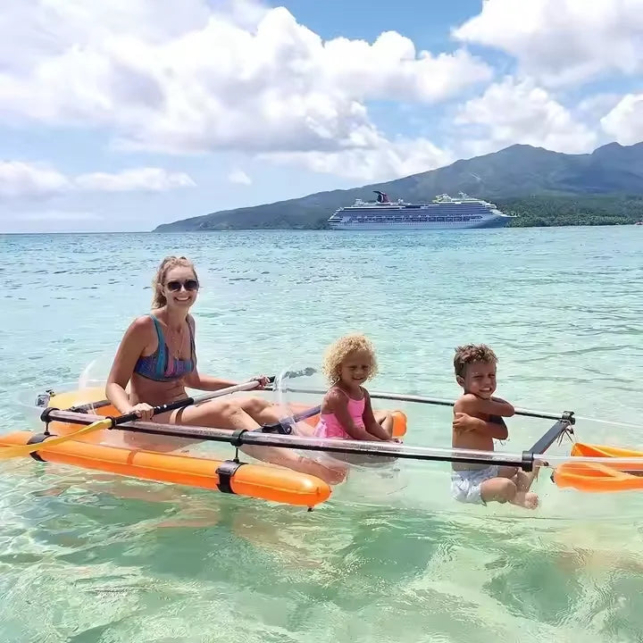 LSF Kayak Transparent Ocean Clear Bottom  Double or Single Clear Fishing Canoe/Kayak Paddle-Stabilizer