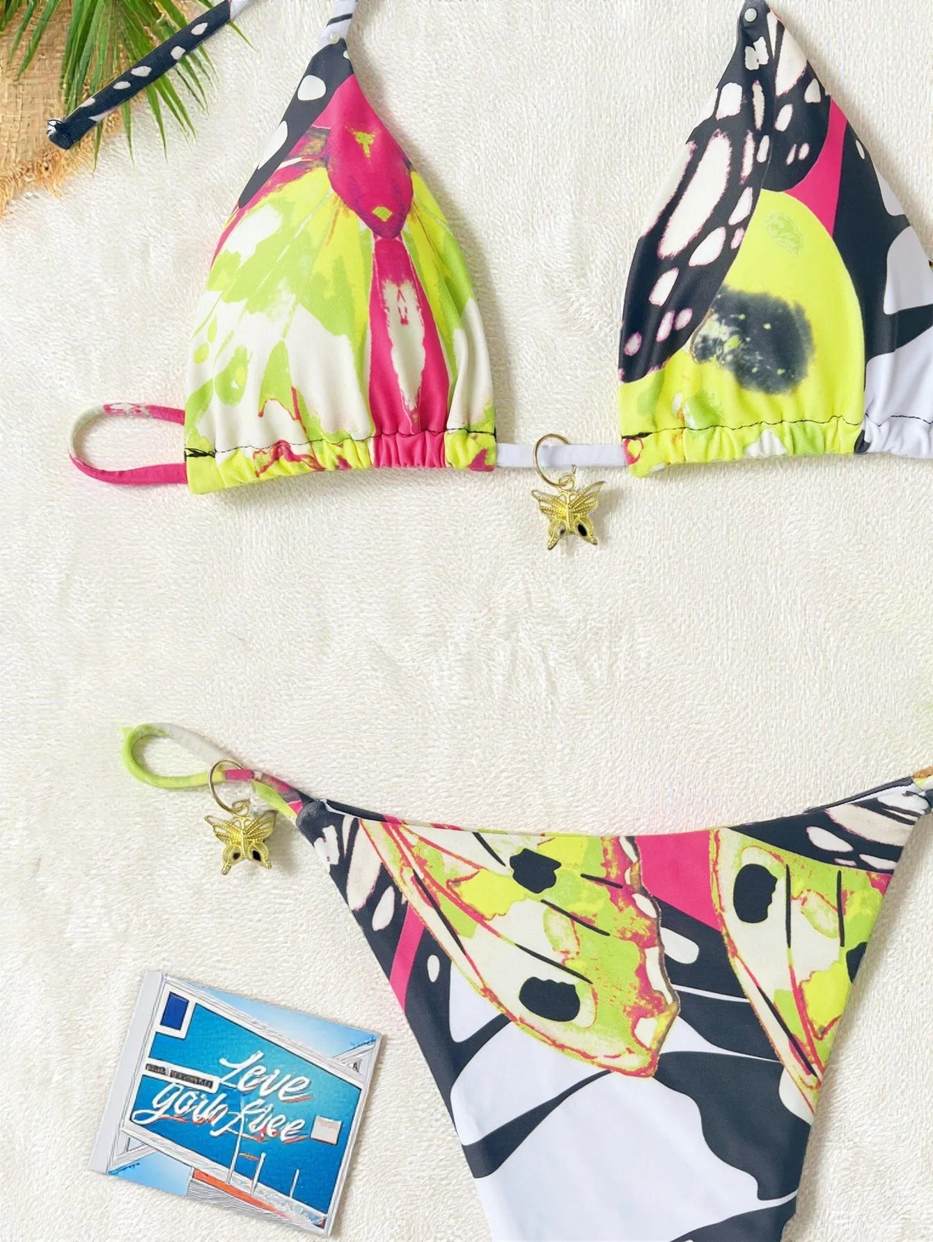 Ladies Print Two Piece Bikini Suit Women's Sexy Backless Swimsuit