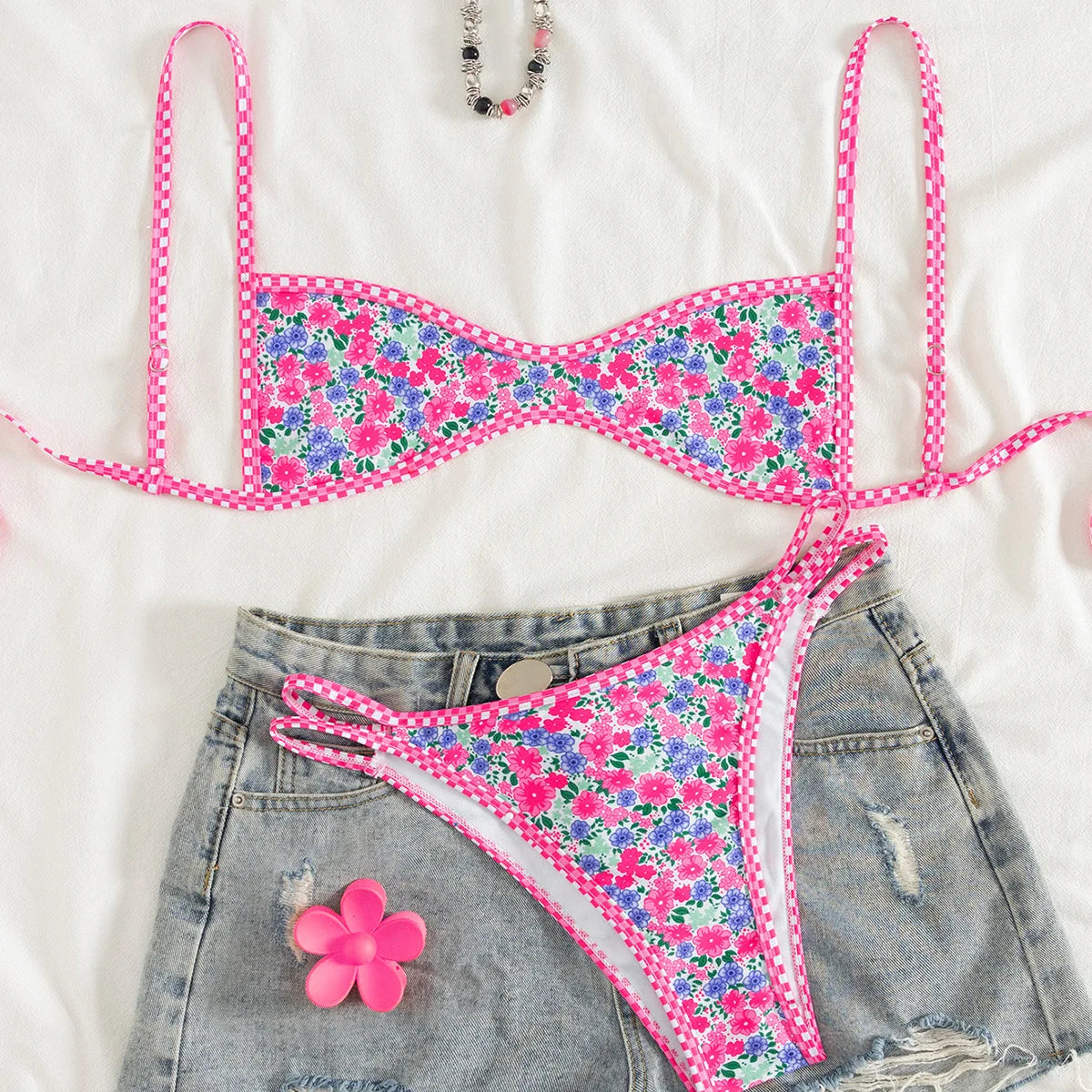Sexy Micro Bikini Women Swimsuit 2026 Trend Two-piece Thong Bikini Set Lace up Beach Wear Female Swimwear for Woman Bathing Suit