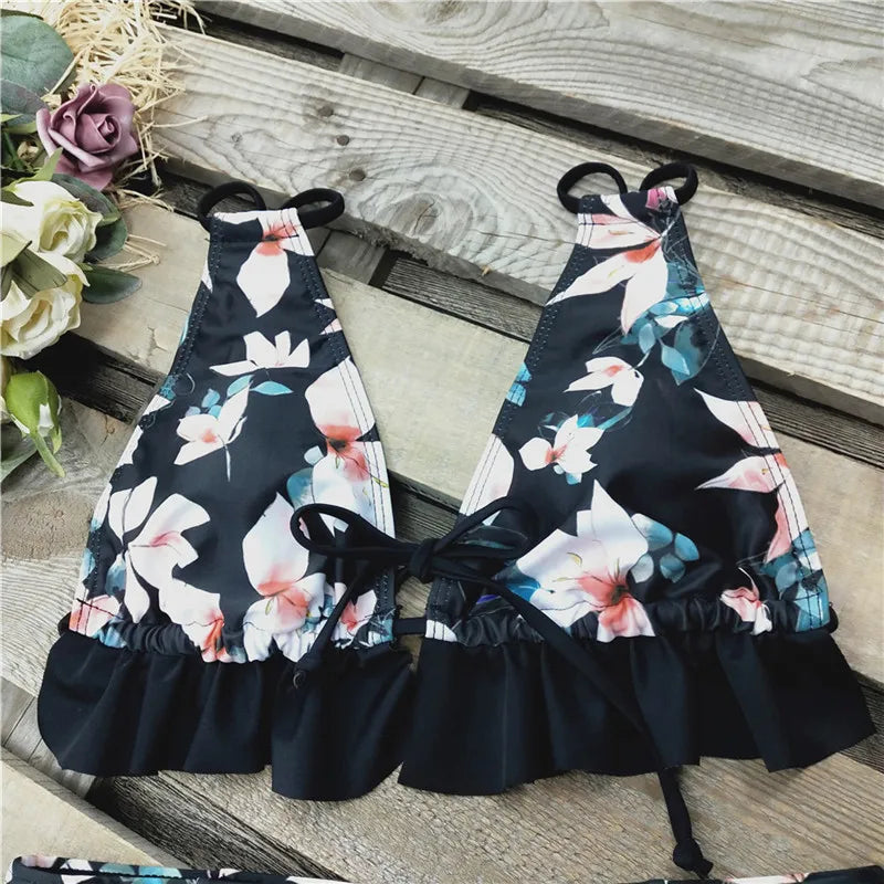 Sexy Brazilian Bikinis Women Swimsuit Padded Swimwear Halter Bikini Set Push Up Beach Wear Bathing Suit Swimming Maillot
