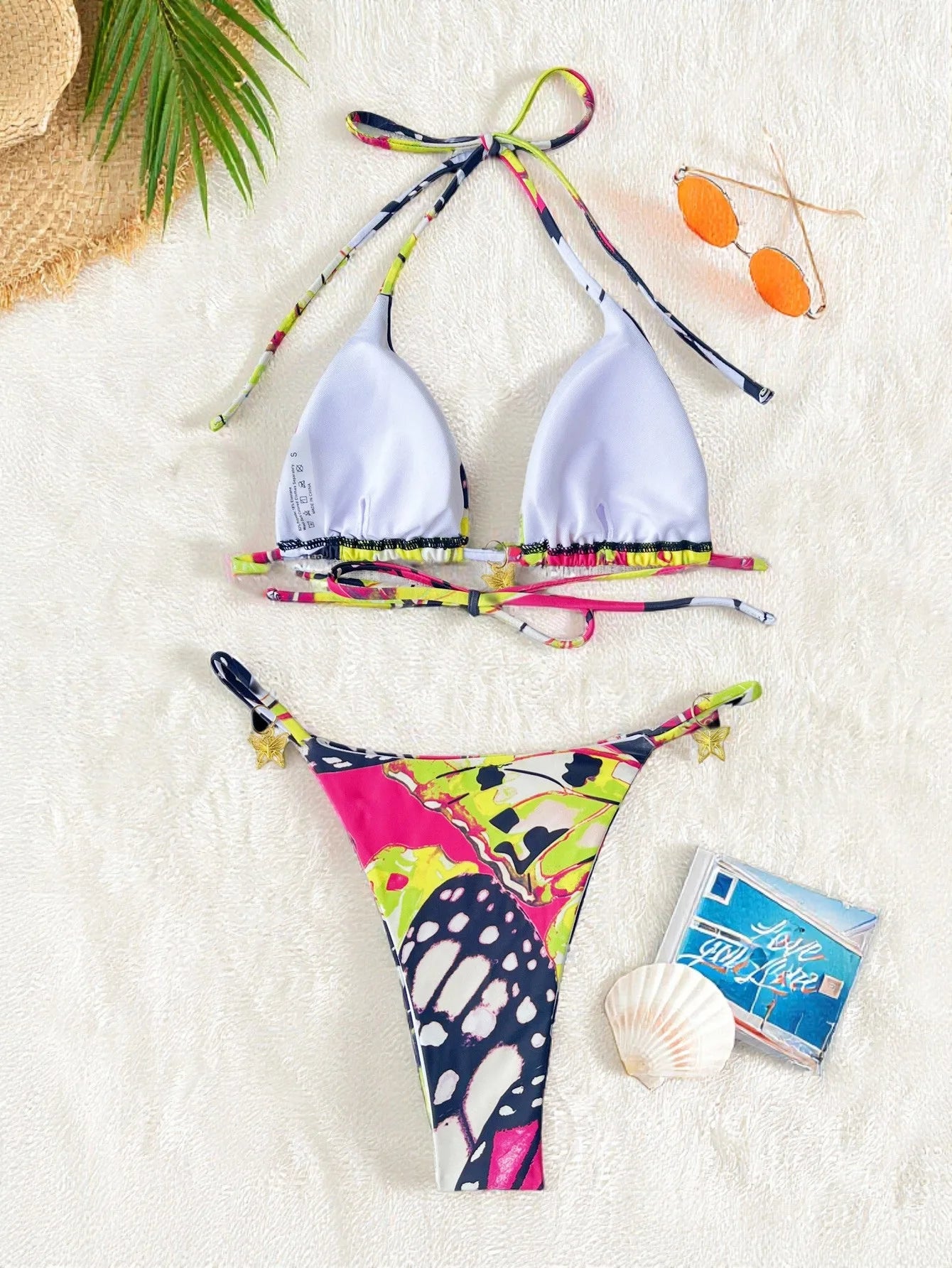 Ladies Print Two Piece Bikini Suit Women's Sexy Backless Swimsuit