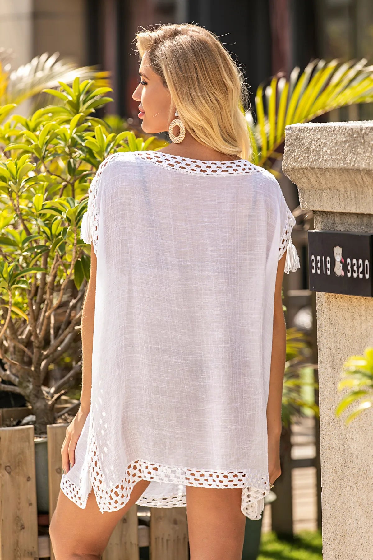 Women White Beach Dress Cover-Ups V Neck Swimwear Women 2023 Sexy Outfit Woman Cloth Robe Longue Femme Bikini Cover up