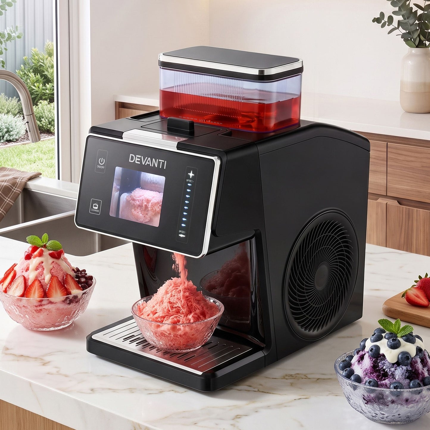 Devanti 20kg/24hr Ice Maker Snowflake Shaved Ice Slushie Maker Black