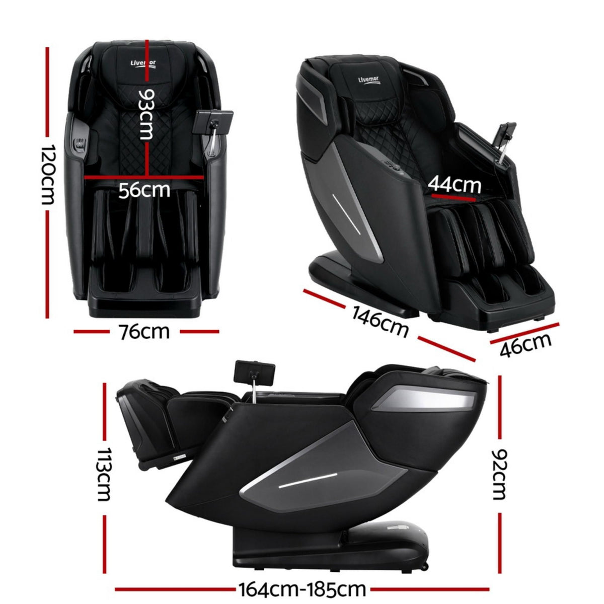 Livemor 4D Massage Chair Recliner SL Track Full Body Zero Gravity Massager Heated AI Body Scan REILY