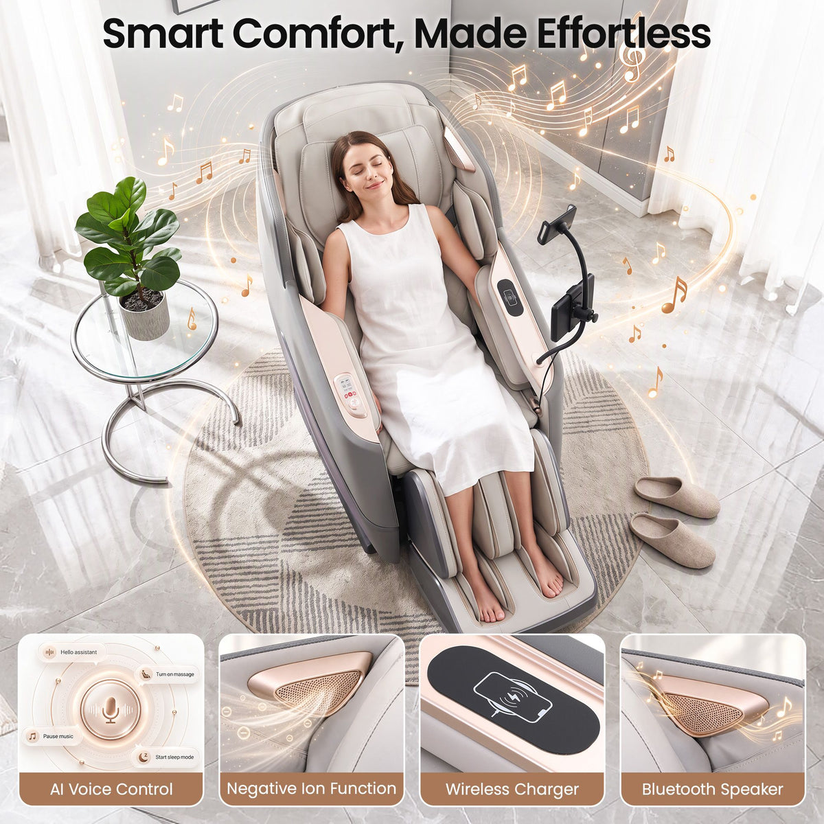 Livemor Elite Pro 4D Massage Chair with AI Wellness Detection & AI Body Scan, Zero Gravity, Full Body Air Compression, Extended SL Track, 12 Auto Programs, Professional Foot Massage, Waist Heating, Voice Control